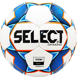 Мяч футб. SELECT Diamond, 810015-002, р.4, FIFA Basic, 32пан, гл.ТПУ, руч.сш, бело-син-оранж
